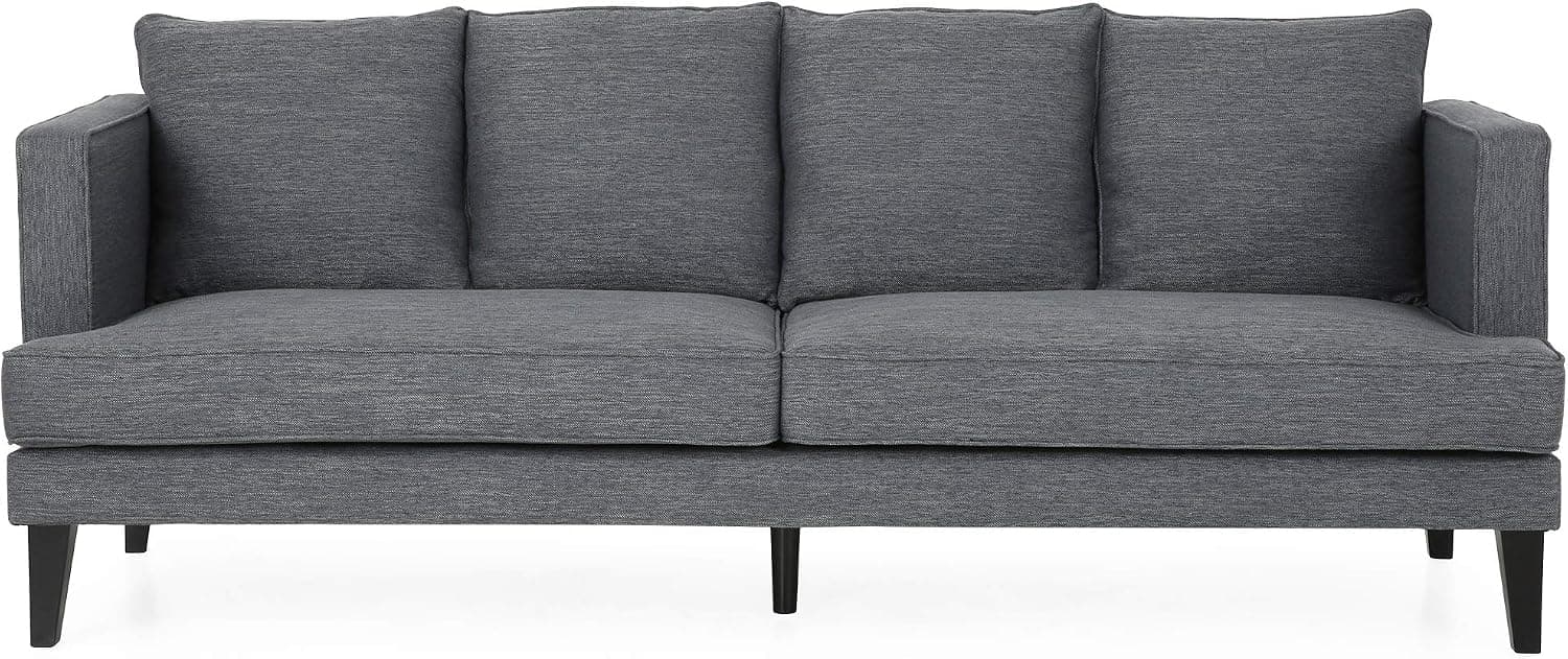 Christopher Knight Home Constance Contemporary 3 Seater Fabric Sofa, Charcoal + Dark Brown