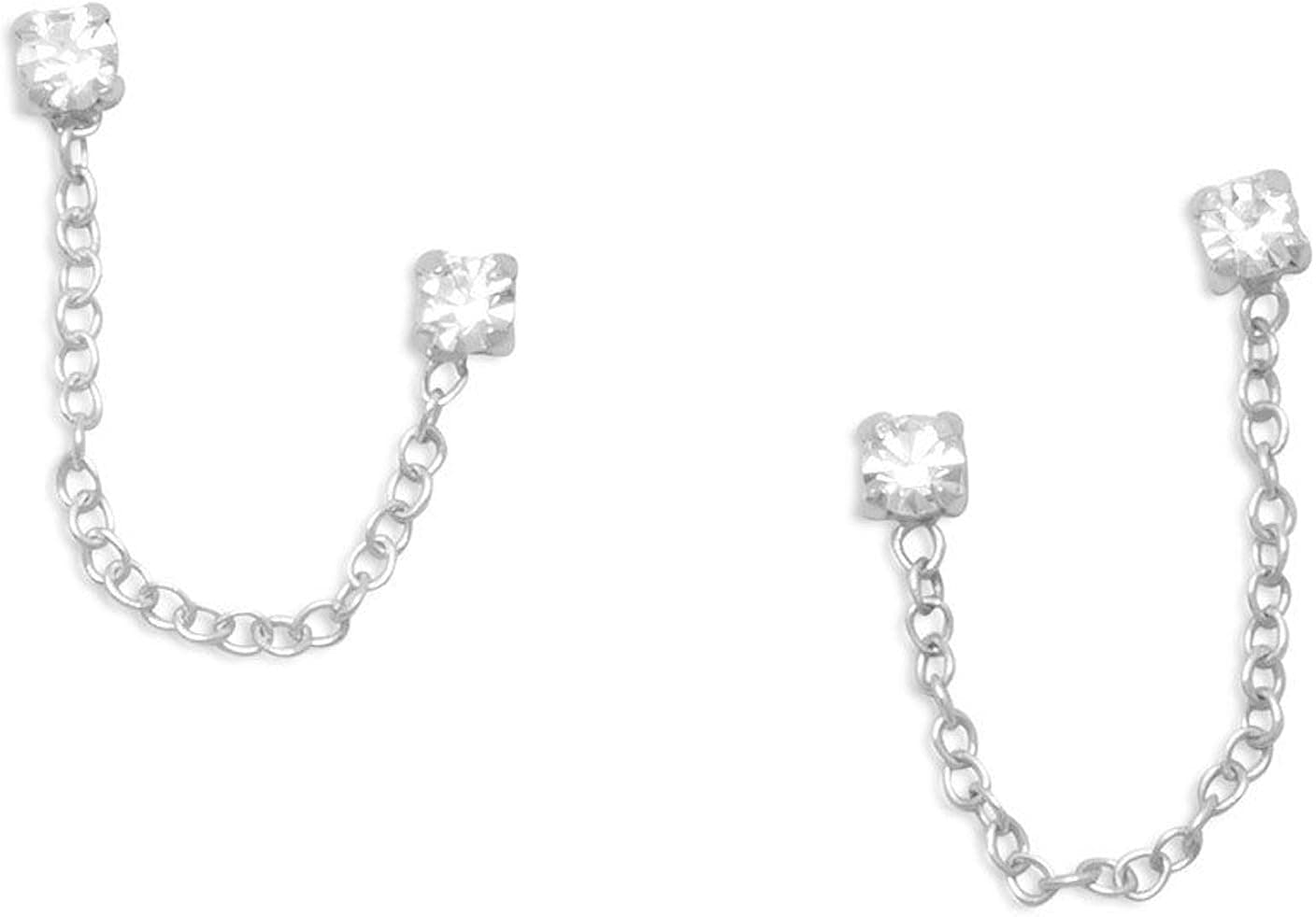 CZ and Crystal Pave Post Stud Earrings in .925 Sterling Silver