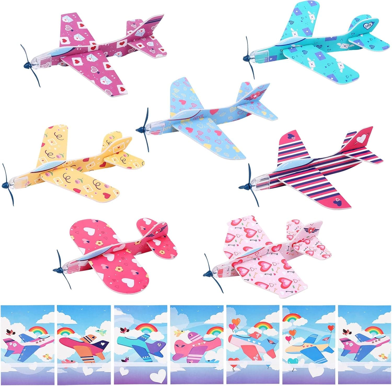 28 Pack Valentines Day Gifts Cards with Foam Airplane , Valentines Day Gifts for Kids, Valentines Greeting Cards for Kids, Exchange Party Favors, Party Favors, Classroom Prize Supply, Valentine Treats