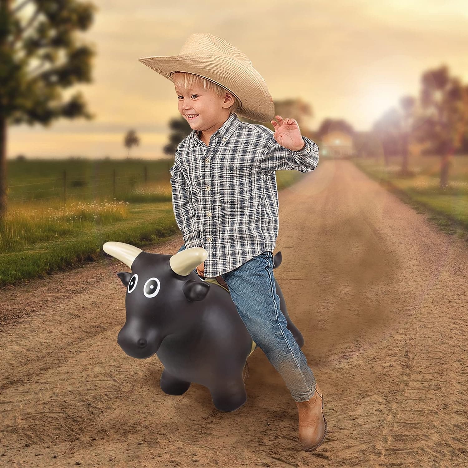 Big Country Toys Lil’ Bucker Bull Kids Toys - Rodeo Ride On Toys for 18 Months to 3+ Years - Bouncy Animals for Toddlers - Inflatable Kids Hopper Toy with Hand Pump