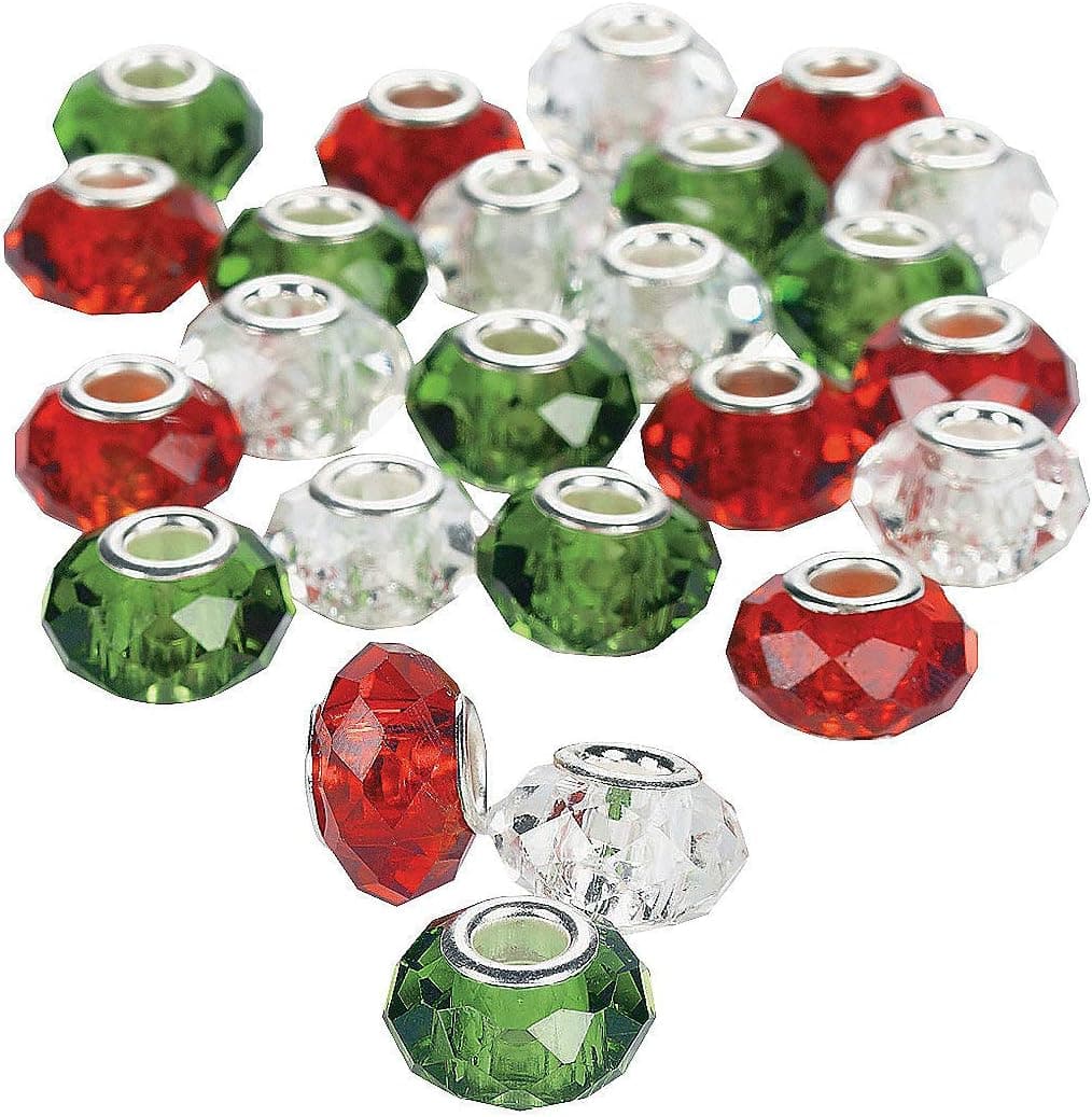 Red, Clear, Green Crystal Large Hole Bead - Crafts for Kids and Fun Home Activities