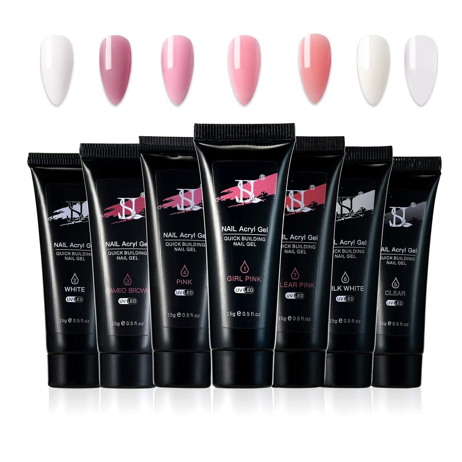 Poly Gel Nail Kit, 7 Colors Nail Extension Glue Set Solid Crystal for Nail Art Design Nail Manicure