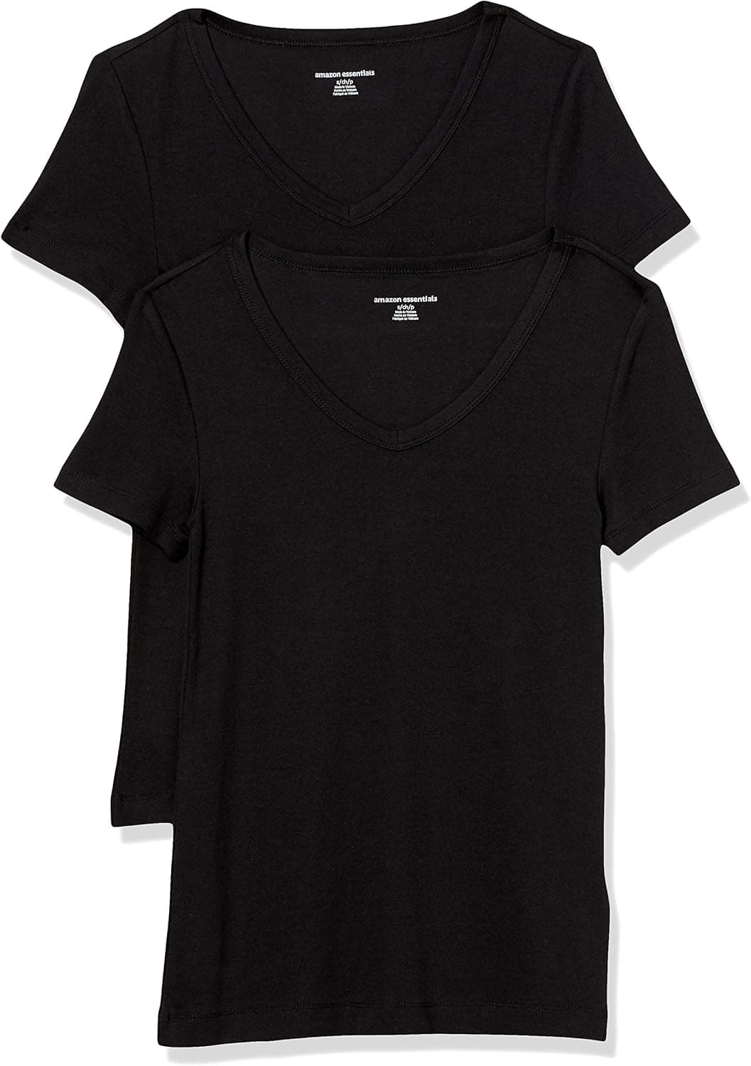 Amazon Essentials Women's Slim-Fit Short-Sleeve V-Neck T-Shirt, Pack of 2