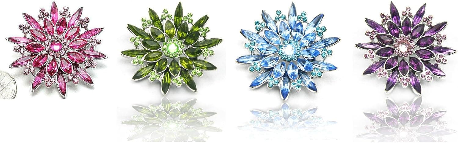 WSQUARED2.com Purple Color Austrian Rhinestone Star Flower Designed Silver-Tone Brooch Pin