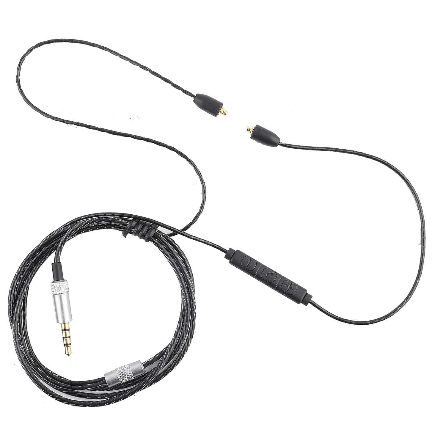 DIY Upgrade 3.5mm Headphone Cable with Mic, Stereo Audio Cable with Volume Control Audio Cable Compatible with MMCX Connector SE215 SE425 SE535 (Black)