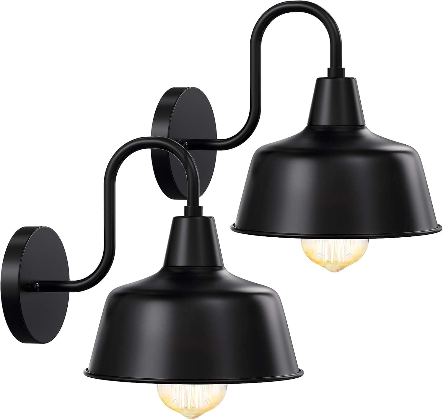 QcoQce Barn Sconces Wall Lighting, 2 Pack Barn Light Fixtures Industrial Vintage Gooseneck Light, Wall Lamp Porch Light for Indoor Outdoor