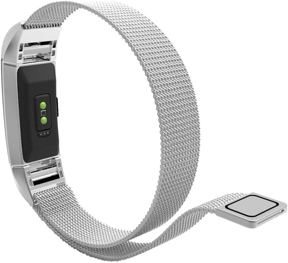 Creazy Milanese Stainless Steel Watch Band Strap Bracelet For Fitbit Charge 2 (Silver)