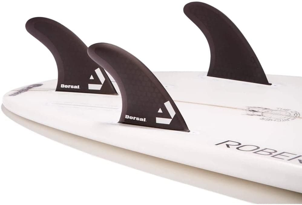 DORSAL Surfboard Fins Thruster 3 Set Future Compatible Black Medium Fiberglass with Honeycomb Hexcore