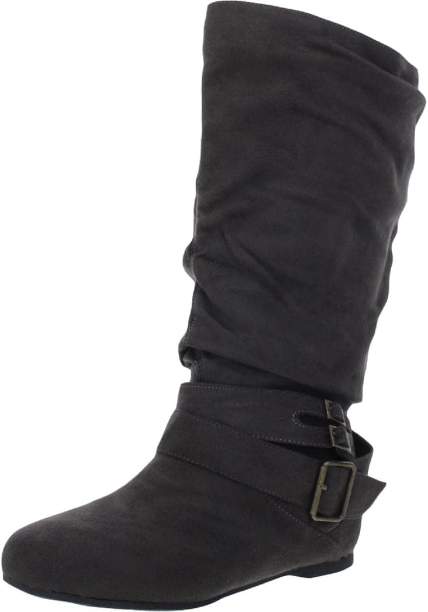 Brinley Co. Womens Regular Size and Wide-Calf Microsuede Slouch Mid-Calf Boot