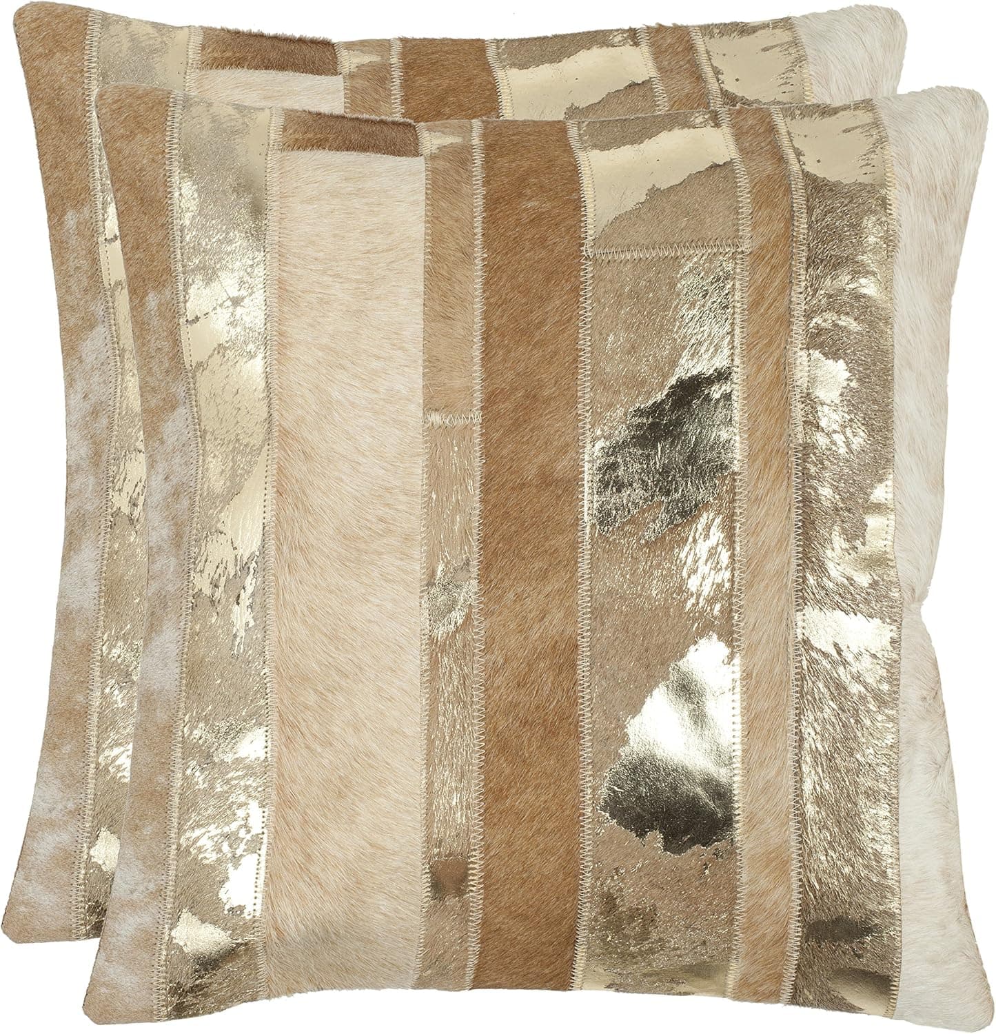 Safavieh Pillow Collection Throw Pillows, 22 by 22-Inch, Peyton Gold, Set of 2