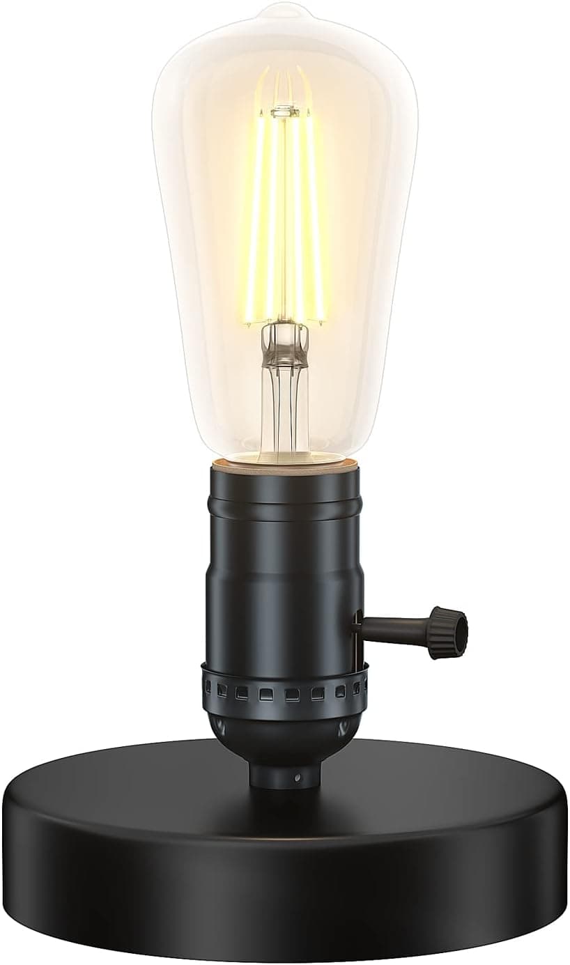 Licperron Vintage Lamps Table Lamp Base E26 E27 Industrial Small Desk Lamp with Plug in Cord On/Off Switch Bedside Lamp Holder for Home Lighting Decor, Small Lamp