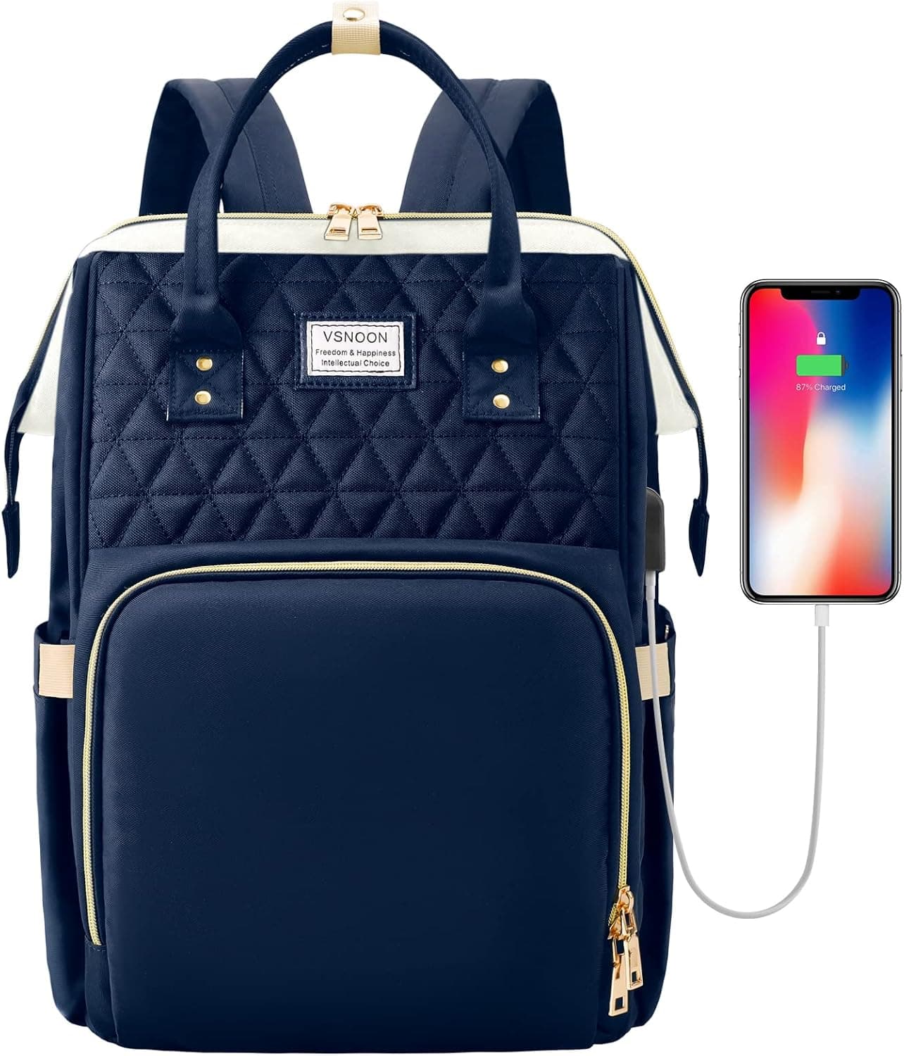 VSNOON Travel Laptop Backpack, 17.3 Inch Business Backpack with USB Charging Port, Water Resistant College School Computer Bag for Women & Men Gift, Work Bag Bookbag Casual Daypack，Blue