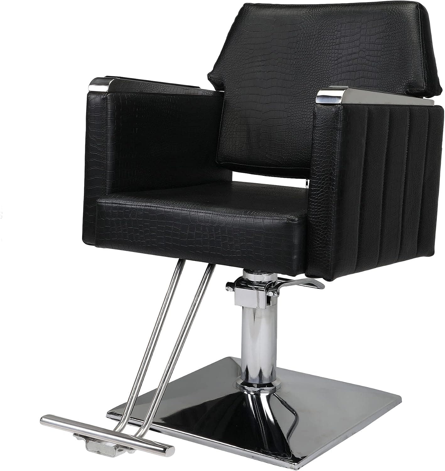 JAXPETY Heavy-Duty Square Hydraulic Barber Chair with Adjustable Height, Ergonomic Salon Equipment, Cushioned Hair Styling Chair for Beauty Spa Shop, 360-Degree Swiveling, Armrest,Black