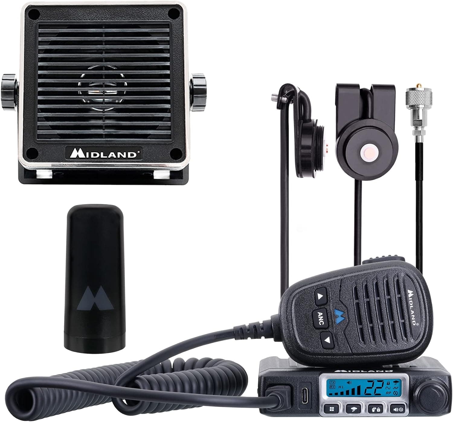 Midland MXT115VPR Retro Off-Road Bundle - Micromobile Bundle - Compatible with Midland FRS/GMRS Walkie Talkies - Full 15 Watt Radio - NOAA Weather Radio