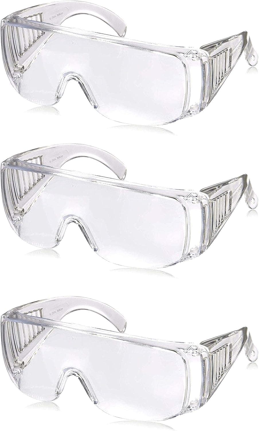Safety Goggles, Anti-Fog Eye Protection Glasses, Lightweight Dustproof Over-Glasses, Anti-Splash Goggles for Men and Women - 3 Packs
