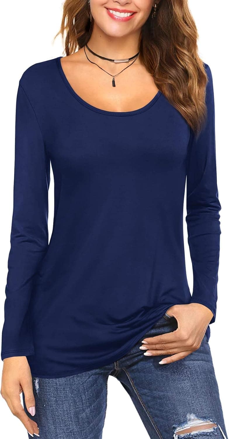 Amoretu Womens' Tops Shirts with Short/Long Sleeve Scoop Neck