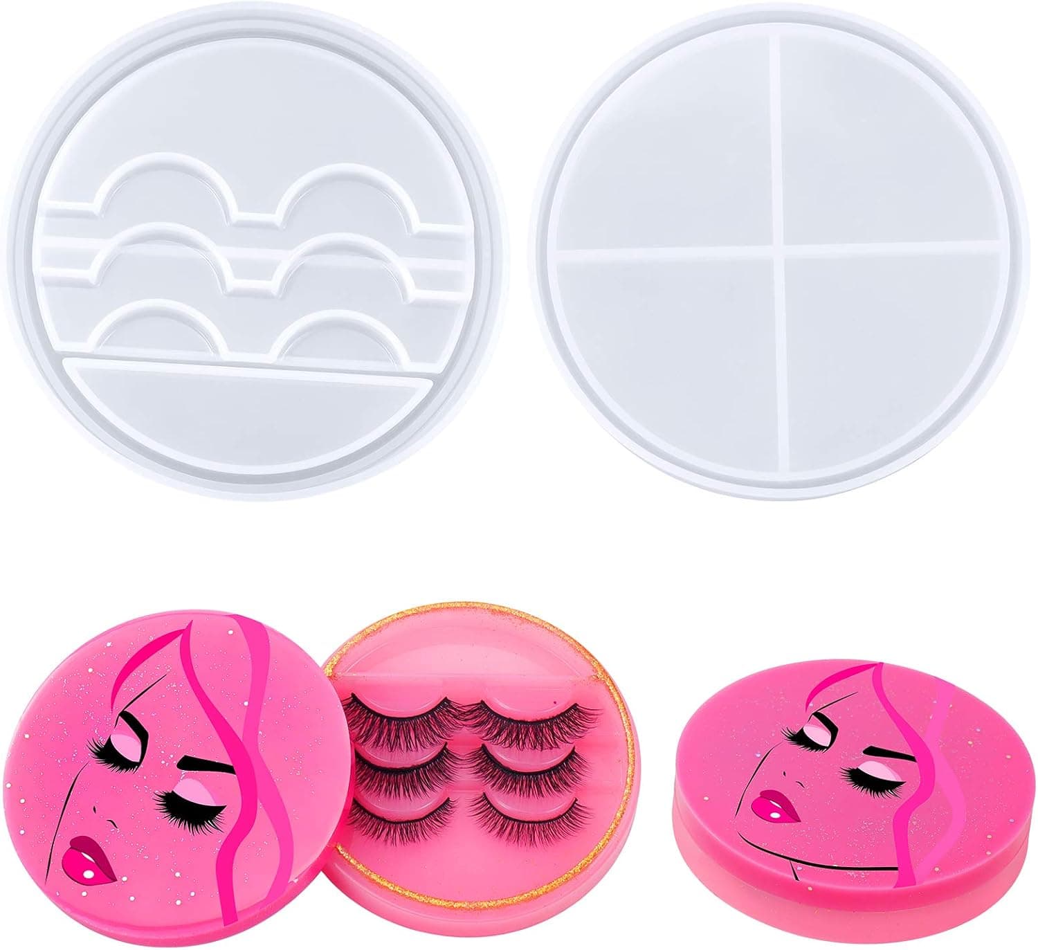 Palksky Eyelash Holder Resin Mold, Silicone Eyelash Case Mould with Lid, False Eyelashes Display Tray Storage Box Mould for Epoxy Casting, Travel Eyelash Case Cosmetic Case DIY Valentine Day Gifts