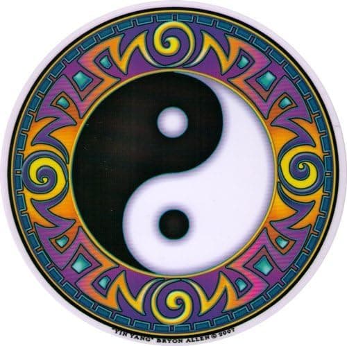 Mandala Arts Yin Yang Window Sticker/Decal - Circular 4.5” Translucent