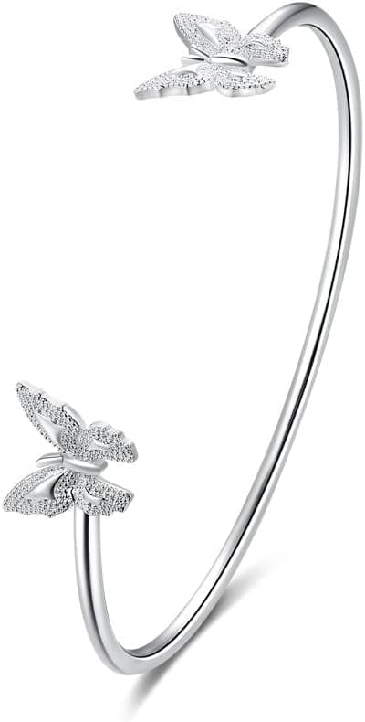 Ecloud Shop Sliver Plated Butterfly Fashion opeing Bracelet Adorable and Classical Women Accessories