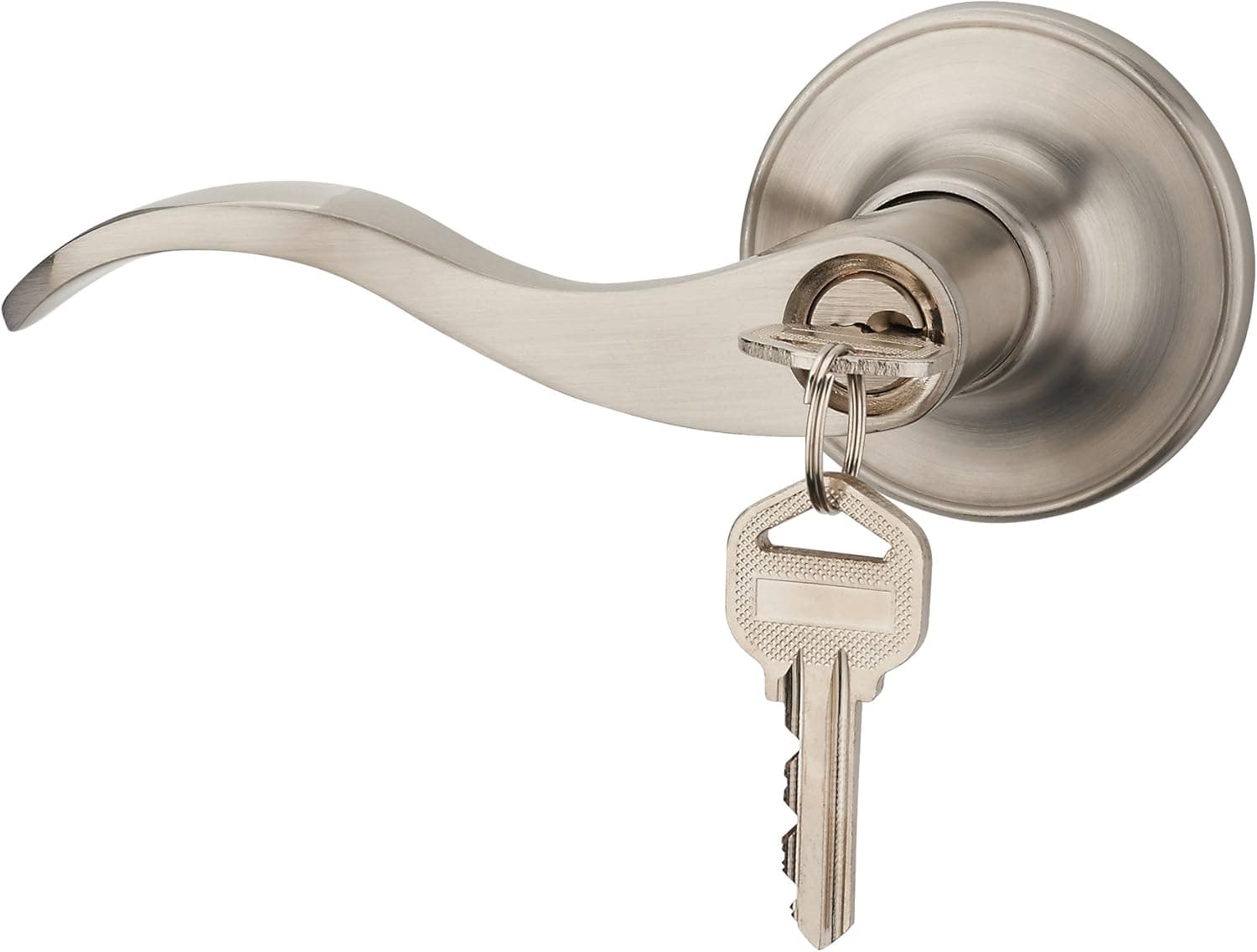 HENYIN Wave Lever Keyed Entry Door Lock/Door Knob Hardware Wave Handle and Closet Lockset (805SN-L)
