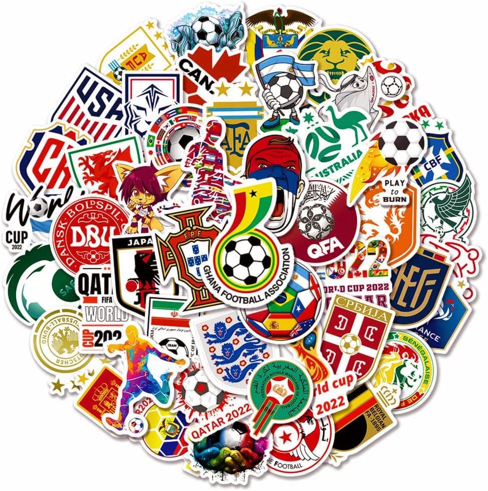 Qatar World Cup 2022 Stickers, Soccer Stickers for Water Bottle,Laptop,Phone,Skateboard,Scrapbooking, Gifts for Kids Teens Adults for Party Supply