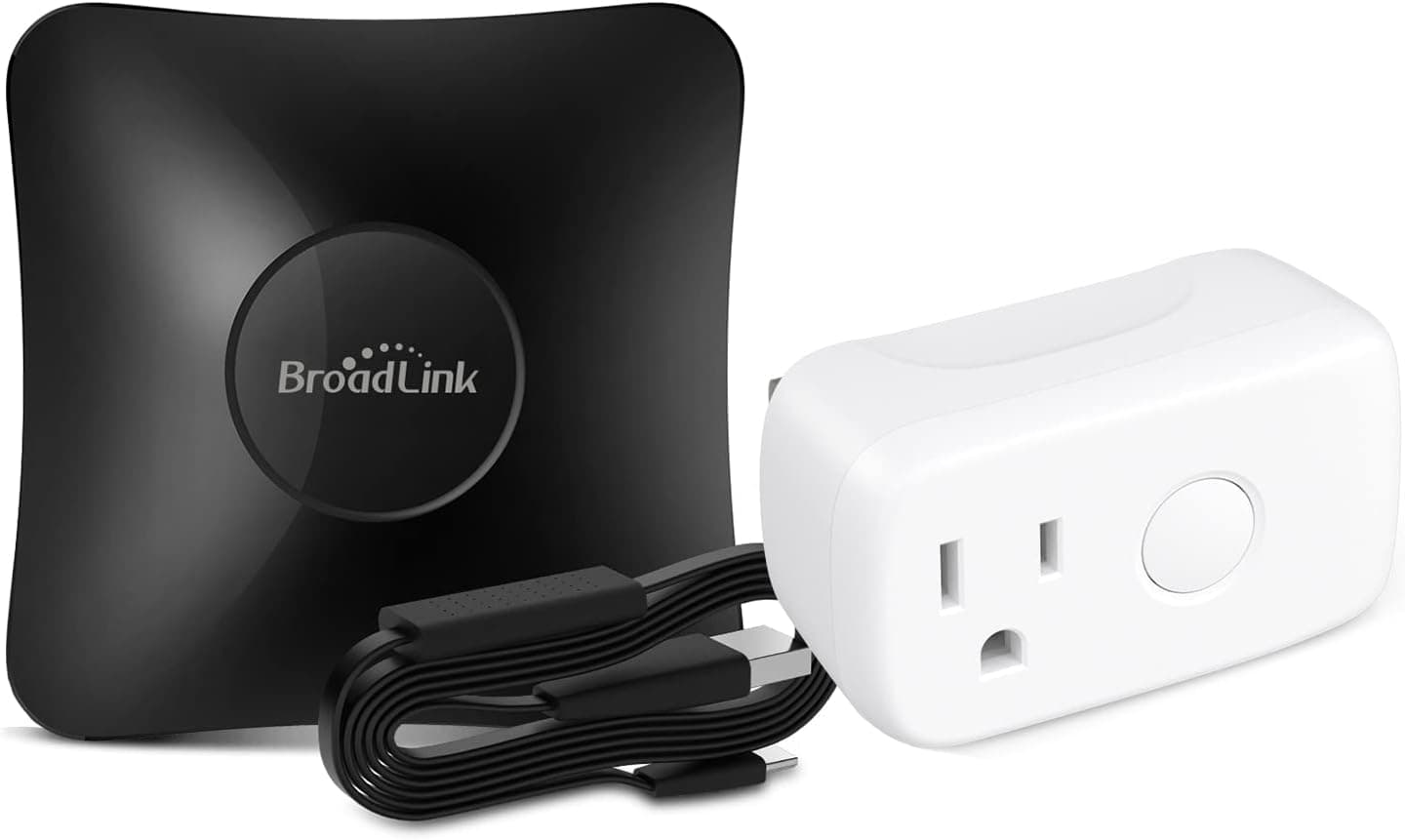 BroadLink Wi-Fi Smart Remote Hub with Sensor Cable, IR RF All in One Automation Learning Universal Remote Control, With a Mini Smart Plug, Compatible with Alexa, Google Home, IFTTT （RM4proS+SP4M)