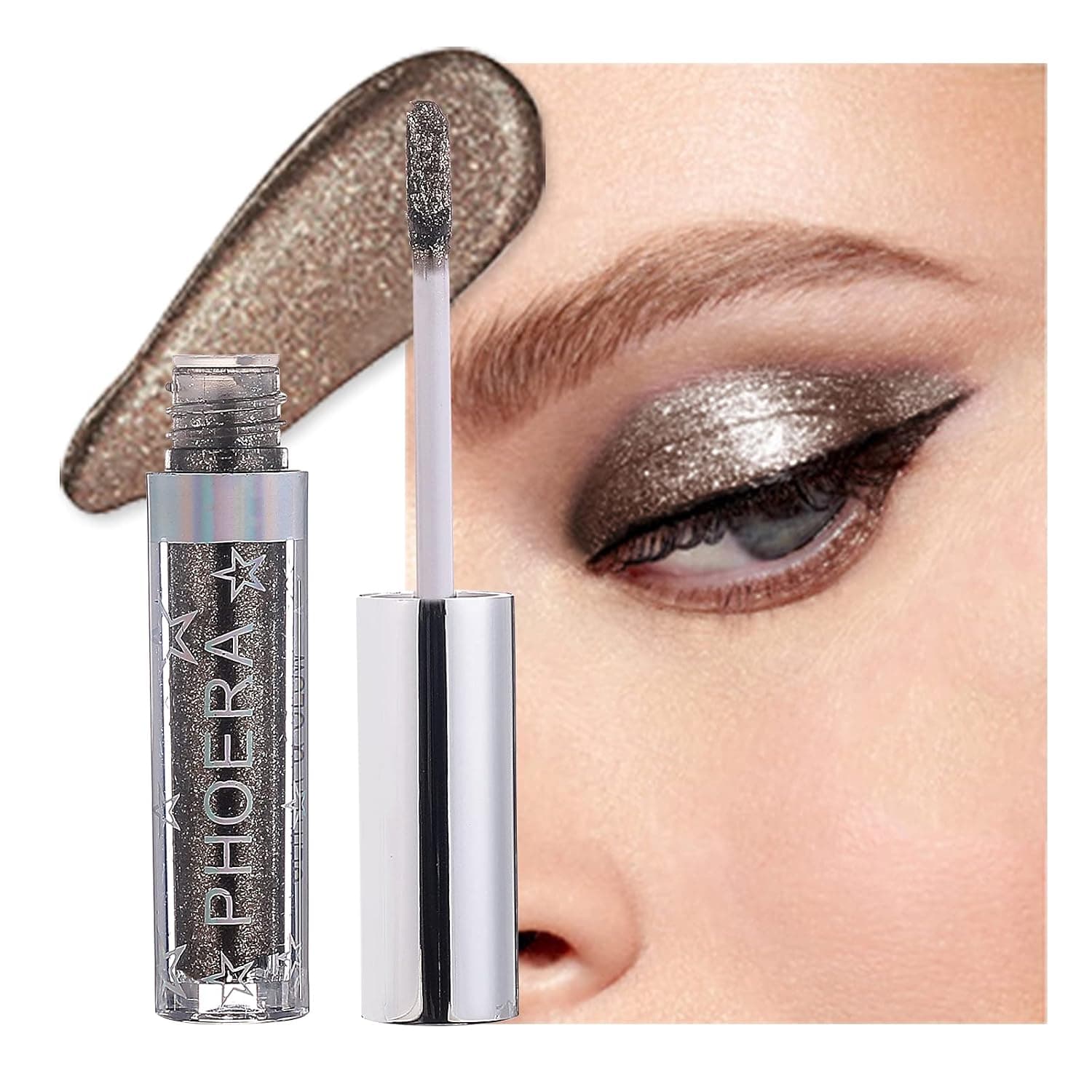 Erinde Liquid Glitter Eyeshadow - Shimmer Sparkle Glow Eye Brightener Stick, Long Lasting, Quick-Drying, Metallic Gloss Sparkling Eye Shadow, Create Sparkling Eye Makeup (104# Forest)