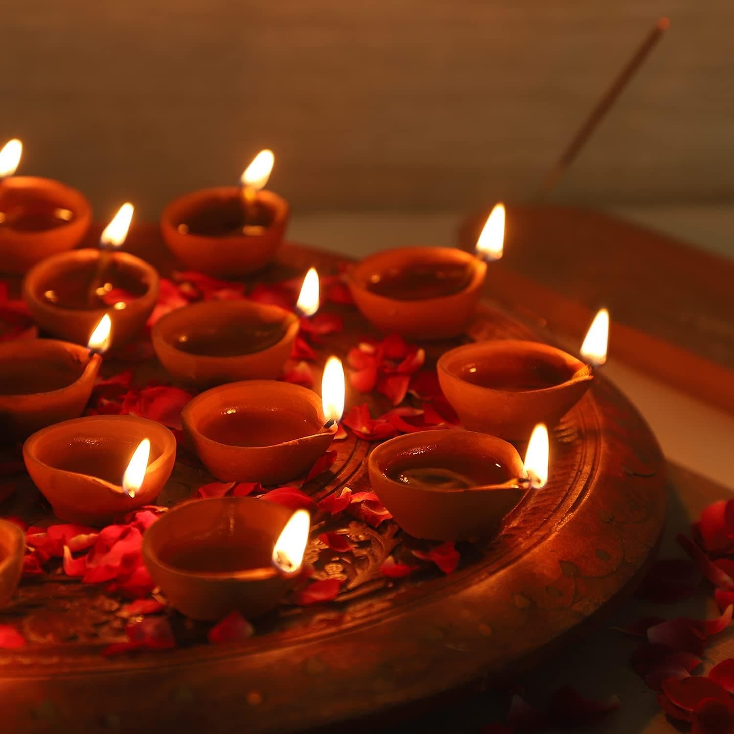 Hashcart Clay Diwali Diya [51 Pcs] Dipawali Pooja - Earthen Clay Terracotta Mitti Diya - Traditional Oil Lamp for Puja - Festival Decoration Indian Gift Items