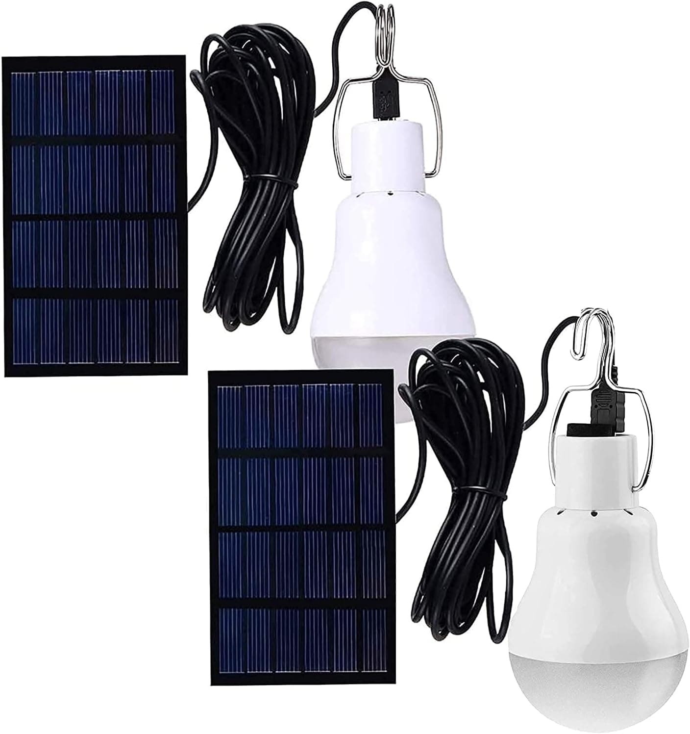 Solar Powered Shed Led Light Bulb, Lampelc Lantern Light Sensor Lamp Garden Kitchen Reading with Solar Panel for Garden Patio Yard Hiking Camping Tent Fishing Lighting (with Sensor, 2 Packs)