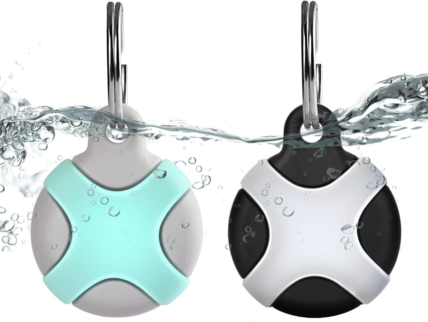 Waterproof-Airtag-Keychain-Airtag-Holder - All-Around Protective Air Tag Case 2 Pack for Dog Cat Collar, Kids, Pets (Green&Gray)