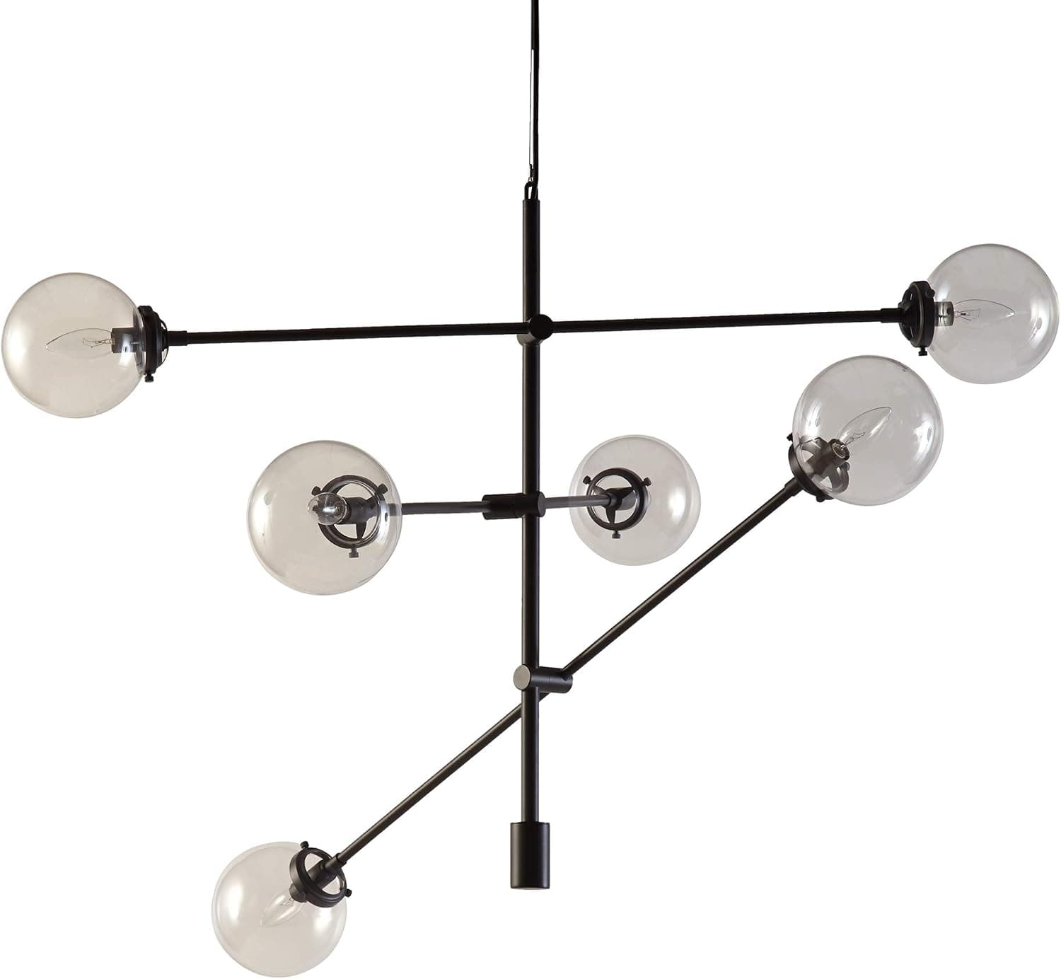 Ink+Ivy II150-0010, Cyrus Six-Light Modern Chandeliers - Height Adjustable, Plated Finish, Glass Sphere Shades Pendant Sputnik Ligthing Lamp, Dining Room Lighting Fixtures, LED Compatible, Bronze