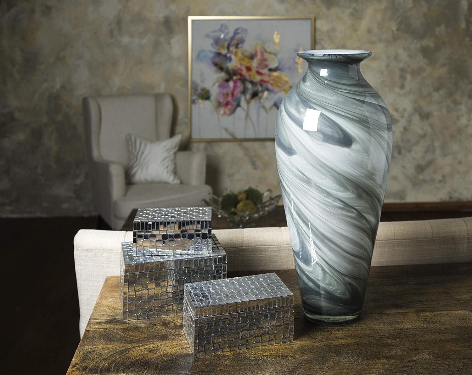 IMAX 47690 Marbleized Oversized Glass Vase