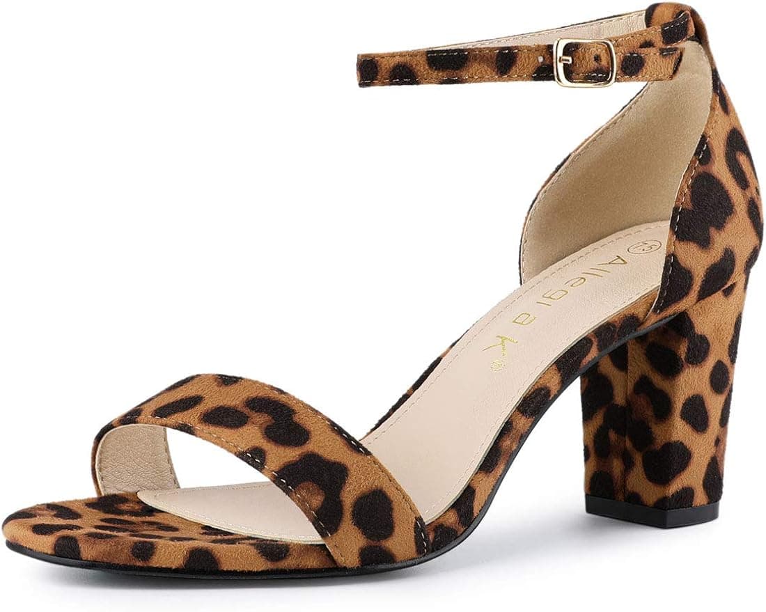 Allegra K Women's High Heels Ankle Strap Chunky Heel Sandals