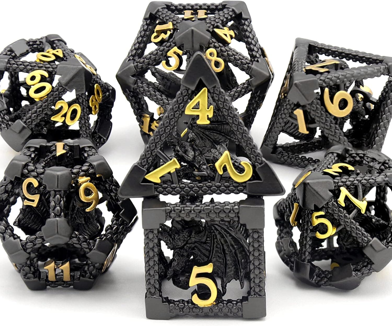 Metal DND Dice Set, ZHOORQI 7 DND Dice Dice Set d&d Dice with Metal Dice Box for Role Playing Games Dice Junkie,Collector(B16)