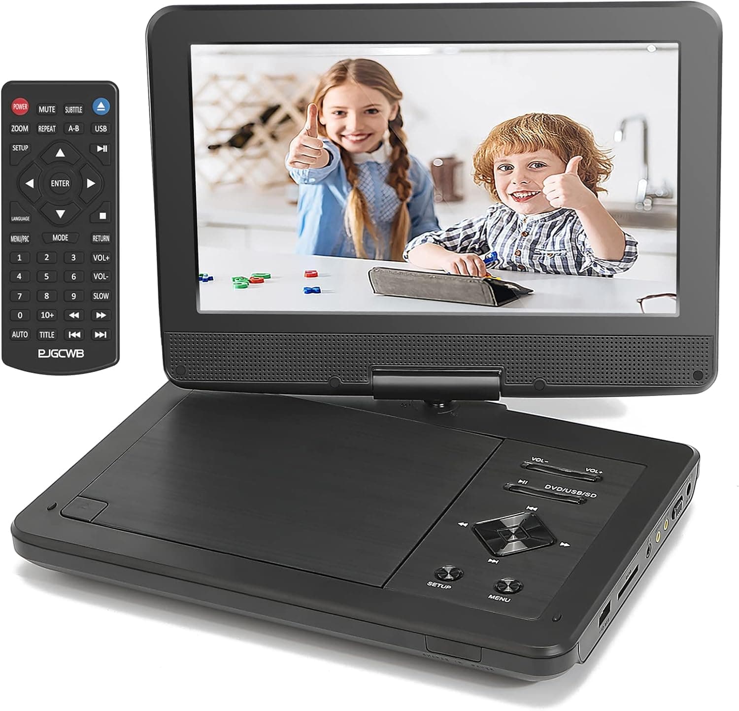 12.5" Portable DVD Player with 10.5" HD Swivel Display Screen,Car DVD Player Supports SD Card/USB/CD/DVD/Sync TV and Multiple Disc Formats Speakers,Power Adapter with UL Certification