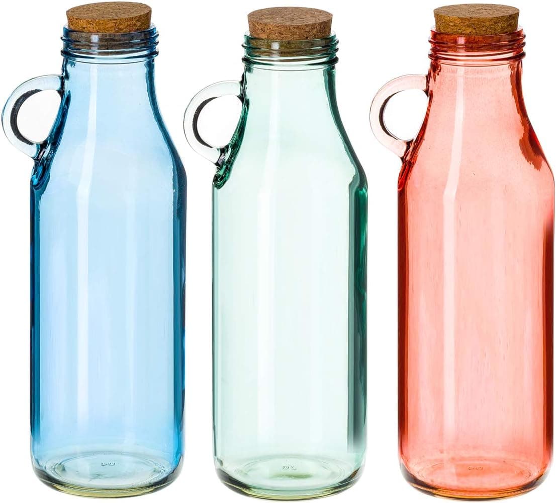 Klikel Milk Bottle Glass Jug Carafe Set OF 3 32oz