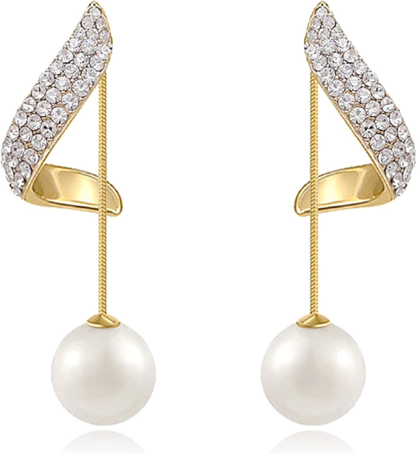 Dangle Earrings for Women Pearl V-shaped Women's earrings S925 Silver Needle Hypoallergenic Design Earrings for Women Wedding Valentine's Day Anniversary Birthday Mothers Day Christmas