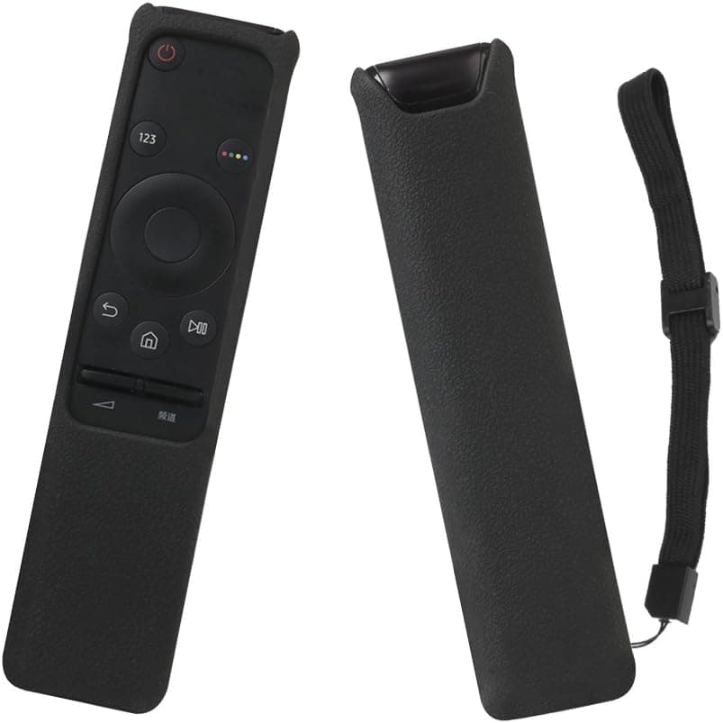 SIKAI Silicone Remote Case for Samsung BN59-01259B BN59-01259E BN59-01260A Smart TV Remote Battery Cover Shockproof Remote Skin Holder Anti-Slip Anti-Lost with Remote Loop (Black)