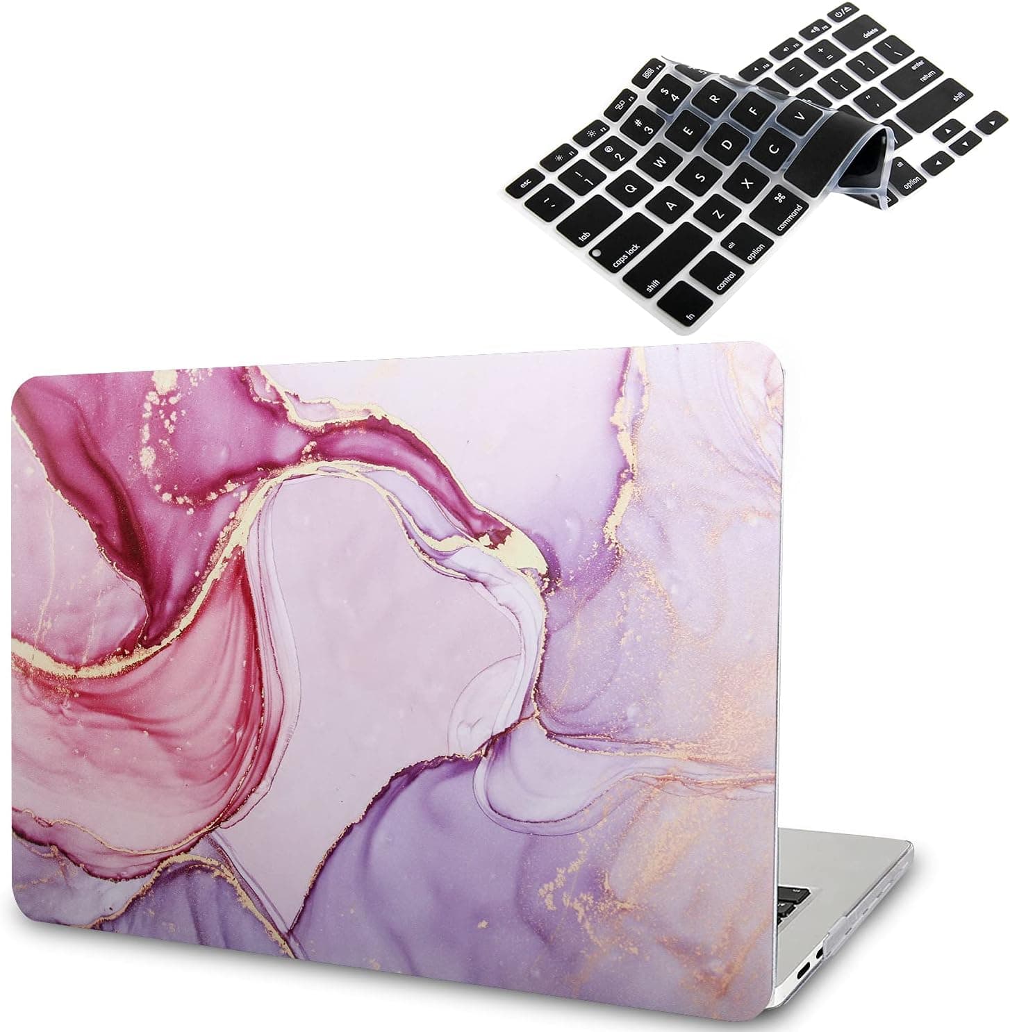 B BELK Compatible with MacBook Pro 14 inch Case 2021 (Model: A2442) with M1 Pro/Max chip & Touch ID, MacBook Pro 14 Case Clear Laptop Plastic Hard Shell + Keyboard Cover, Purple Marble