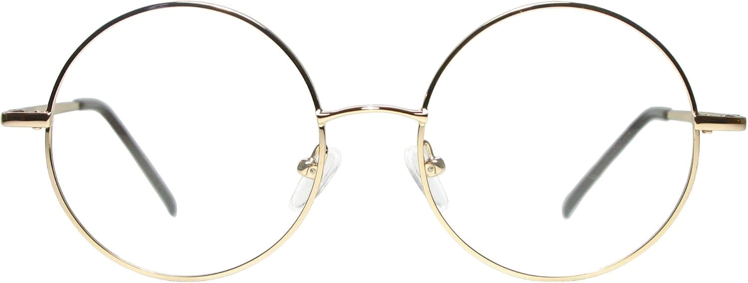 Full Rim Metal Round Eyeglasses Frame (Large Size) - Gold