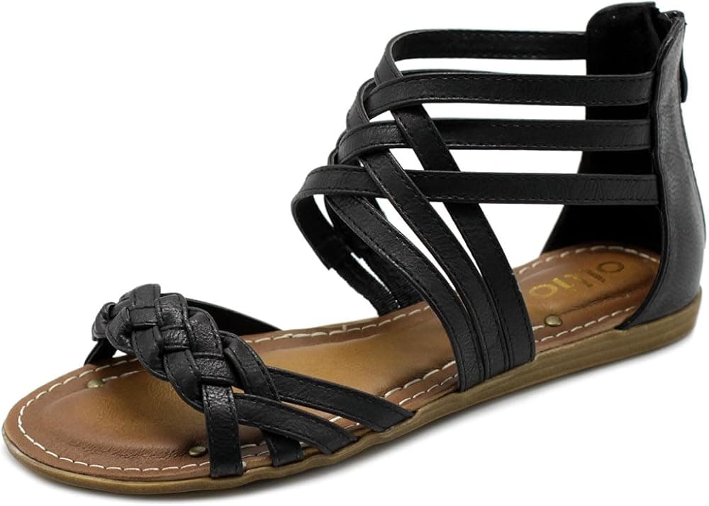 Ollio Women's Shoe Gladiator Strappy Zip Closure Multi Color Sandal