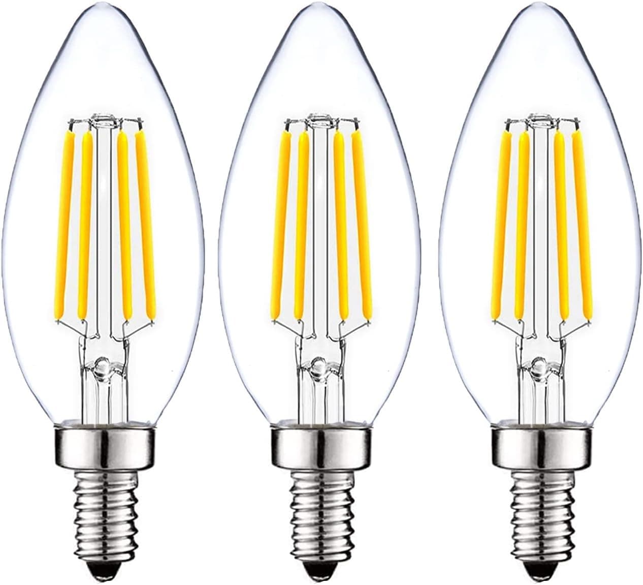 12V Candelabra LED Light Bulb Low Voltage 12V 24V Candelabra Bulb, 4000K Daylight White Glow, 40W Equivalent E12 Small Base 12V RV Light Bulbs, 3 Pack