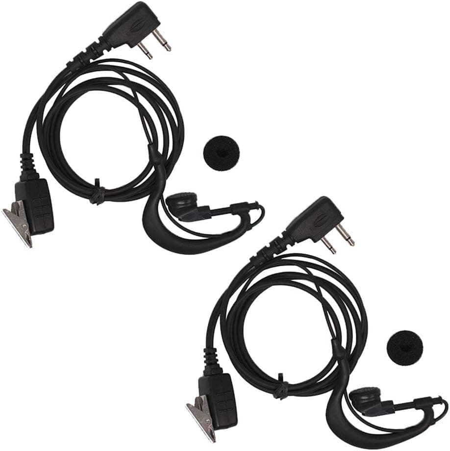 Amotionergy G-Shape Earpiece Headset Compatible for ICOM IC-F14 IC-F24S IC-F11 IC-F21 IC-F4011 IC-F3011 IC-F3013 IC-F3GT IC-F33GT IC-V8 IC-V82 IC-U82 2 Pin Earphone Earhook with Mic (2 Pack)