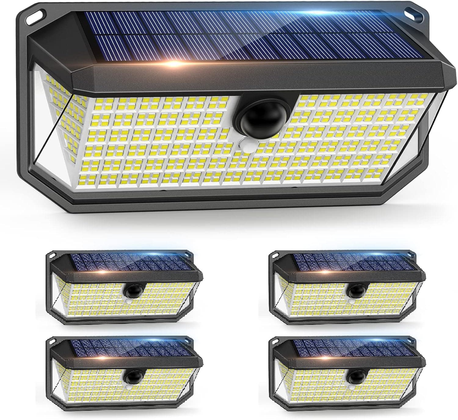 APILAB 416 LED Solar Lights Outdoor, 3 Modes Motion Sensor Security Outdoor Lights with 270°Wide Angle IP65 Waterproof, 3000LM Solar Powered Wall Lights for Deck Yard Garage Fence Garden Door(5 Pack)