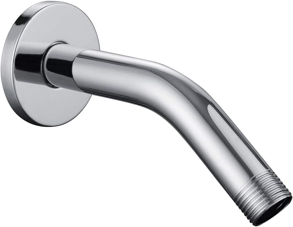 RBROHANT Brass Shower Arm Polished Chrome, 6 Inch Wall Mount Shower Pipe Replacement, Universal Rain Shower Arm with Thick Flange RBASA001C