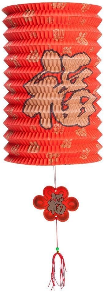 TJ GLOBAL Red Good Fortune (Fu) Oriental Chinese Festival Party Even Celebration Home Decor Lantern (1 PC)