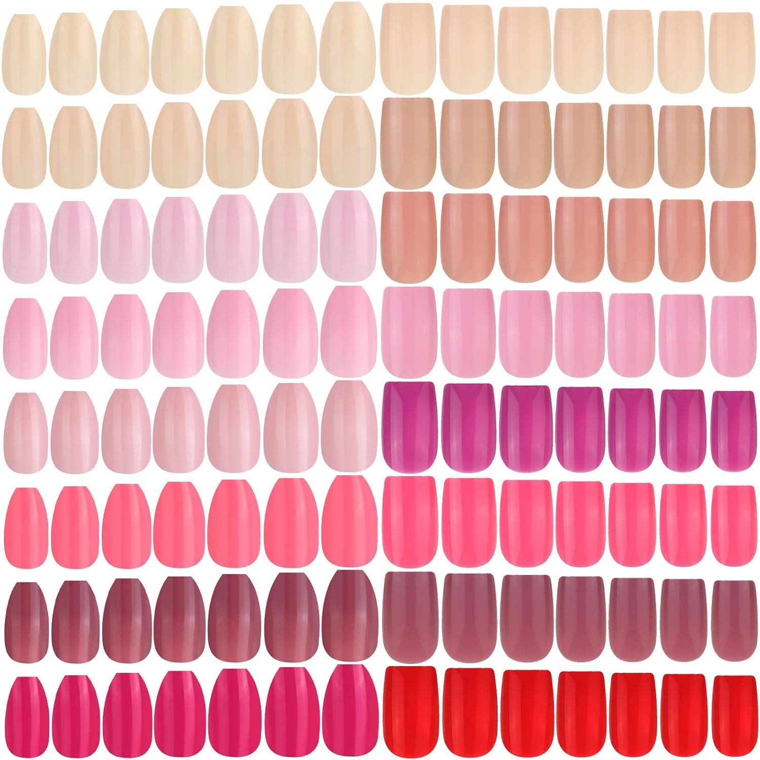 384 Pieces 16 Sets Press on Nails Short Coffin False Nails and Colorful Medium Square Fake Nail Full Cover Ballerina Nail Artificial Nails Tips for Nail Art, 2 Styles (Various Pattern)