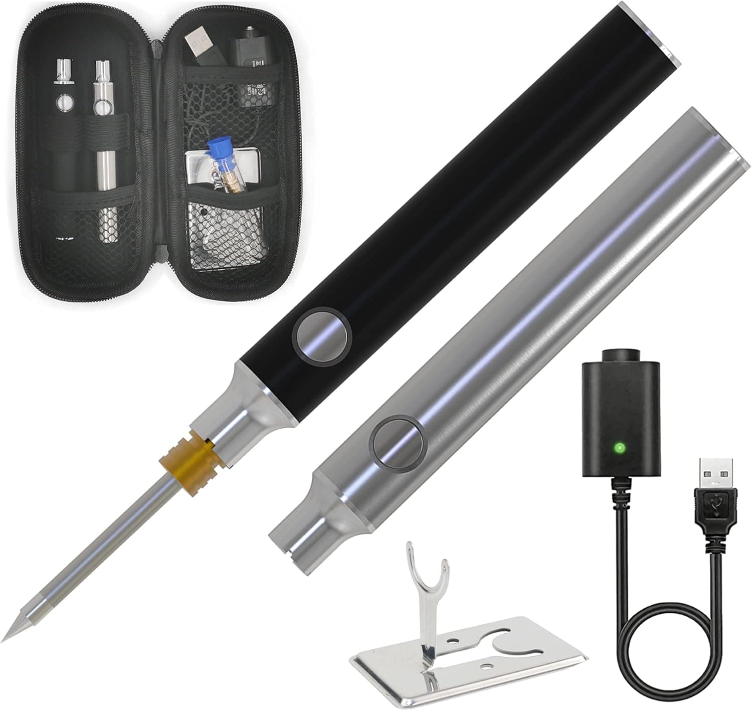 lozelife Portable Cordless Soldering Iron Kit-with 2 Pcs Battery Powered(Black+Silver)and Carrying Case