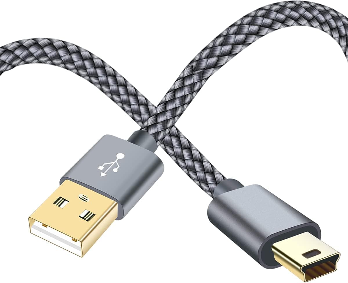 6FT Mini USB Cable Braided,SIOCEN Long Type A Male to Mini-B Charger Cord for GoPro Hero 3+,Canon PowerShot/Rebel/EOS/DSLR Camera,PS3 Controller Cord Charging Wire for Garmin Nuvi,Dash Cam,PDAs