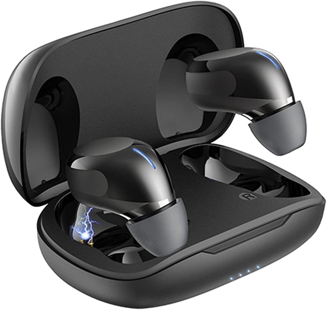 OKEAH TWS Wireless Earbuds Mini，Bluetooth 5.1 in-Ear Earphones with Type-C Fast Charging，TWS Stereo Cordless Earphones with IPX6 Waterproof/Touch Control/Noise Cancelling for Android/iPhone,T6 Black